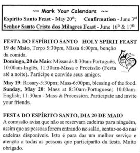 Festa do Espirito Santo, Holy Spirit Feast
