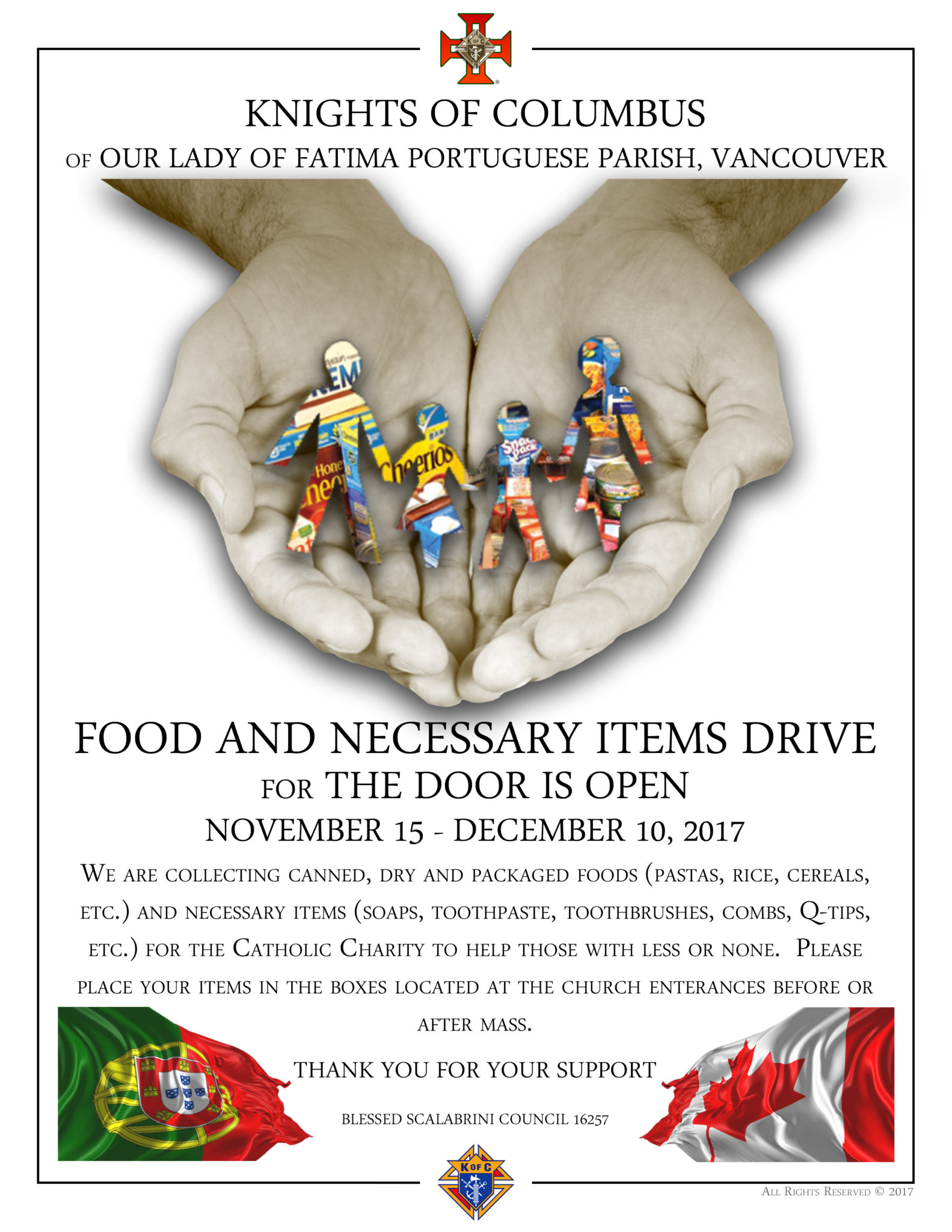 The Knights of Columbus Food & Necessary Items Drive